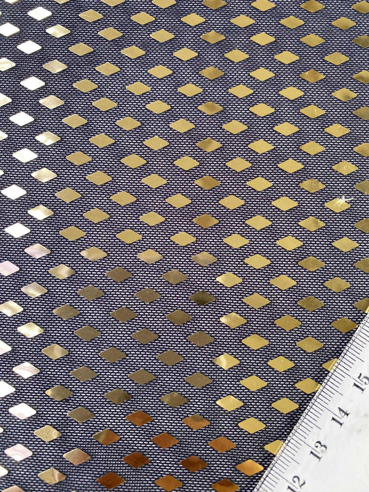Diamond Powermesh - Black/Gold - 59"Wide - Sold By The Metre