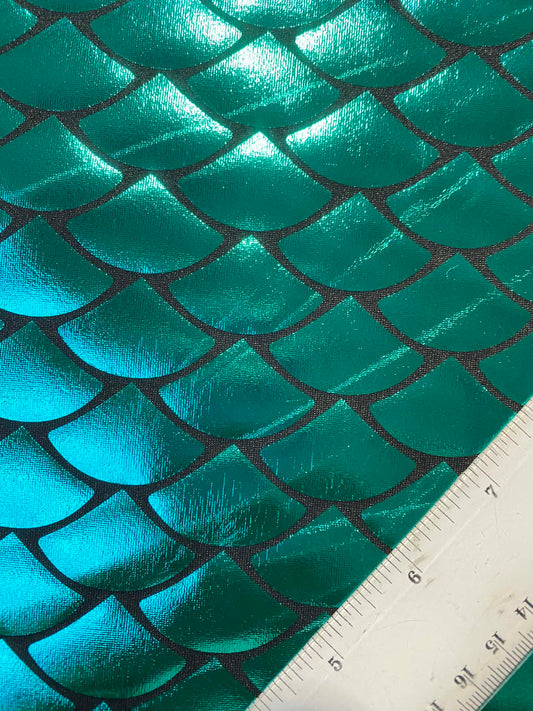 Fish Scale 92% Polyester 8% Elastane - Turquoise Green - 58"Wide - Sold By The Metre