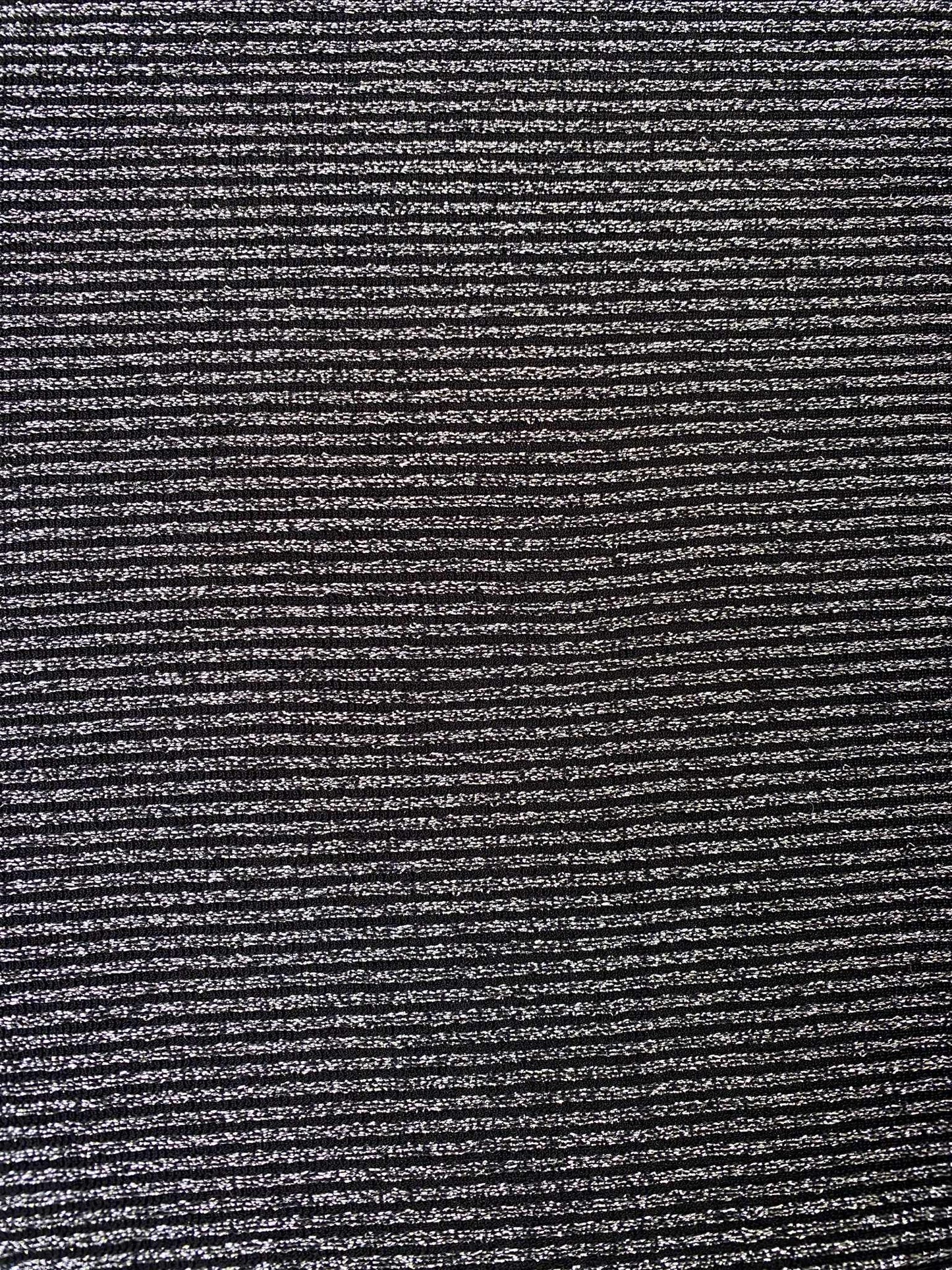 Lurex Rib - Silver/Black - 60"Wide - Sold By The Metre