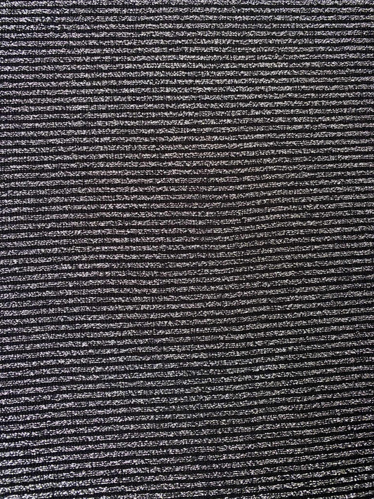 Lurex Rib - Silver/Black - 60"Wide - Sold By The Metre