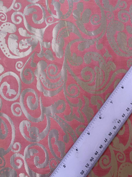 Brocade - Pink/Gold - 63" Wide - Sold By The Metre