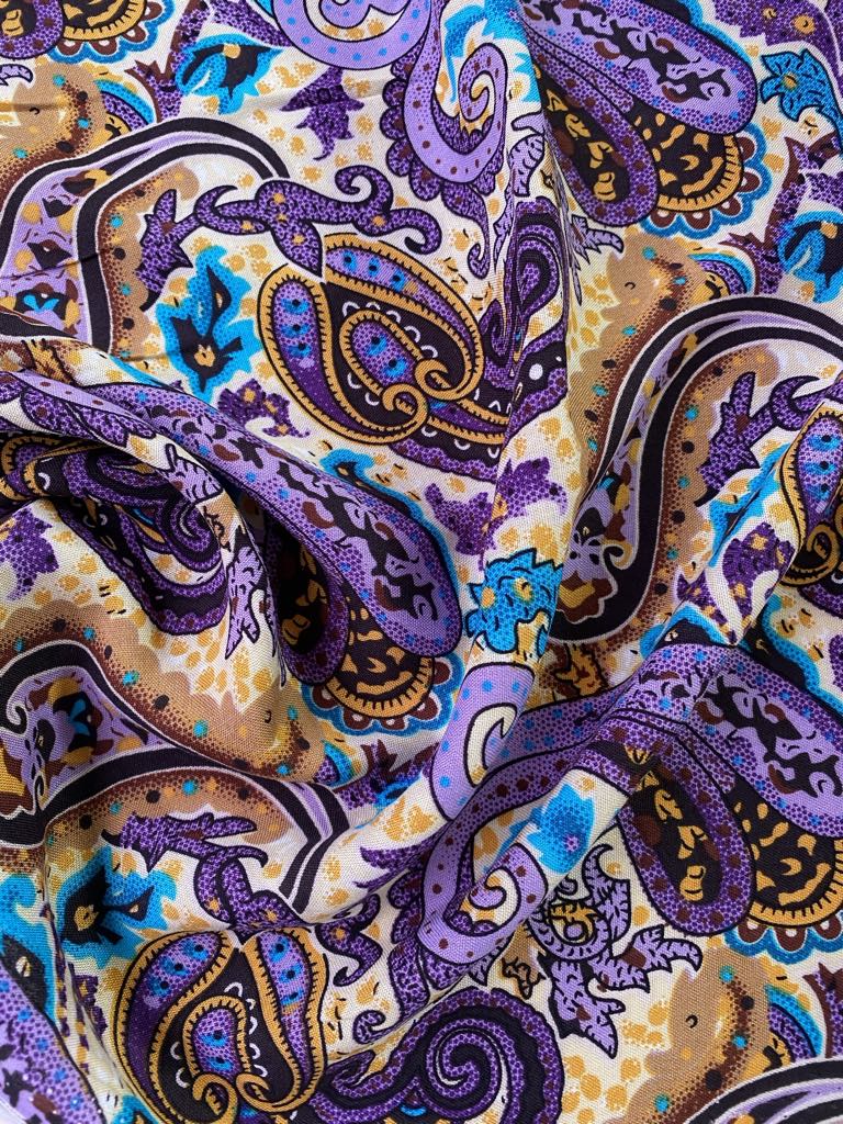 Viscose - Purple/Blue/Cream - 57" Wide - Sold By The Metre