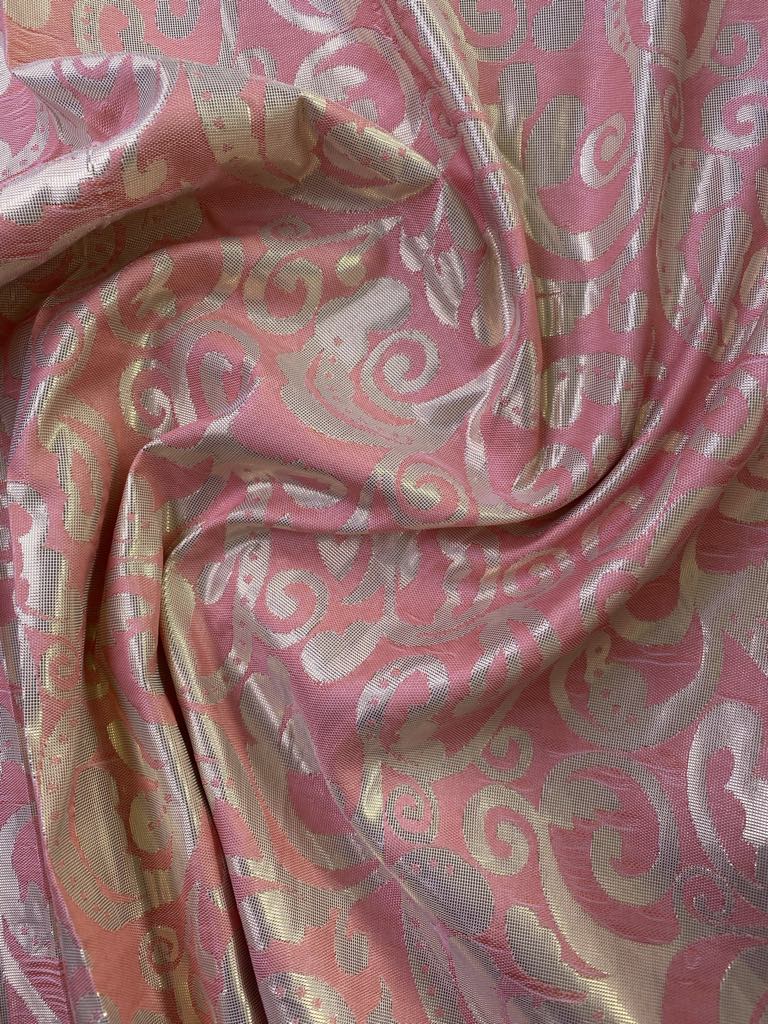 Brocade - Pink/Gold - 63" Wide - Sold By The Metre