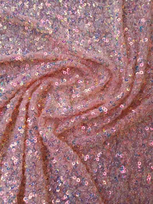 River Island - Sequins (Sewn on) - Pink/Peach - 40" Wide - Sold By The Metre
