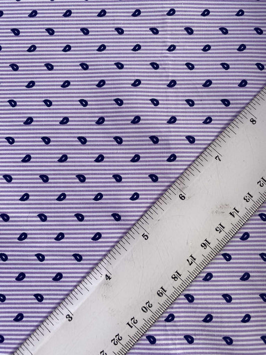 Poly Cotton - Stripe - Lilac/Navy - 58" Wide - Sold By The Metre