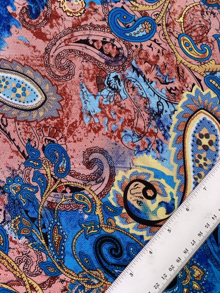 Viscose - Blue/Pink/Cream - 57" Wide - Sold By The Metre