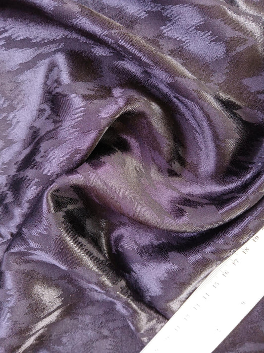 River Island - Satin Viscos Jacquard - Black - 60" Wide - Sold By The Metre