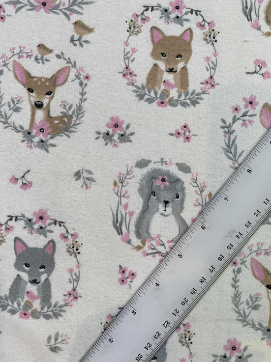 Brushed Cotton - Ivory/Grey/Brown/Pink - 42"Wide - Sold By The Metre
