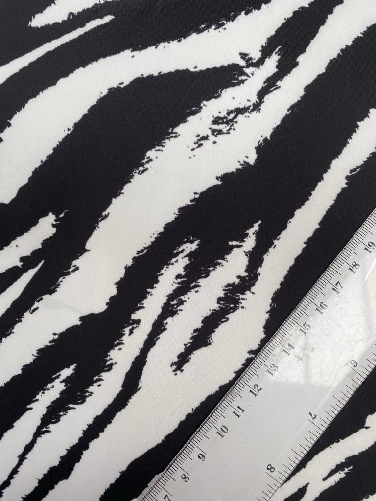 Satin - Zebra - Black/White - 59" Wide - Sold By The Metre