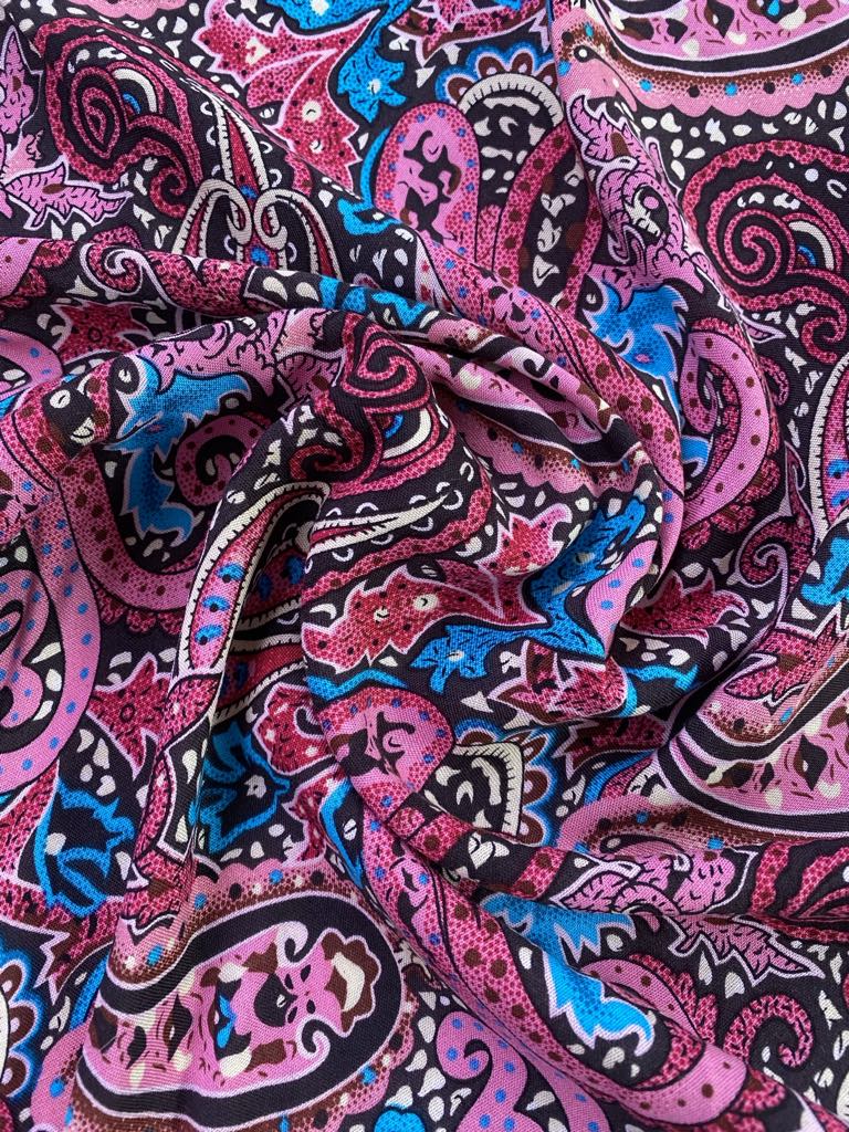 Viscose - Pink/Wine/Blue/Black - 57" Wide - Sold By The Metre