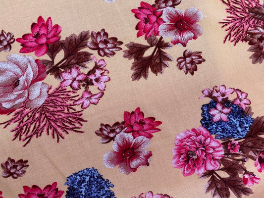 Viscose - Peach/Pink/Brown/Blue - 57" Wide - Sold By The Metre