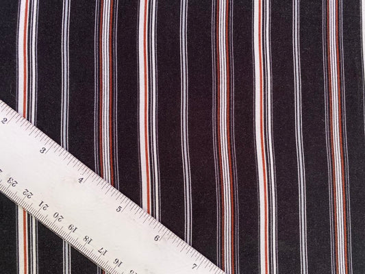 Viscose - Stripe - Black/Brown/White - 60" Wide - Sold By The Metre