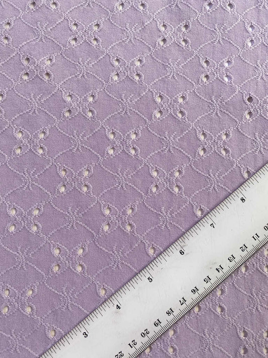 Poly Lycra - Broderie Anglaise - Lilac - 62"Wide - Sold By The Metre