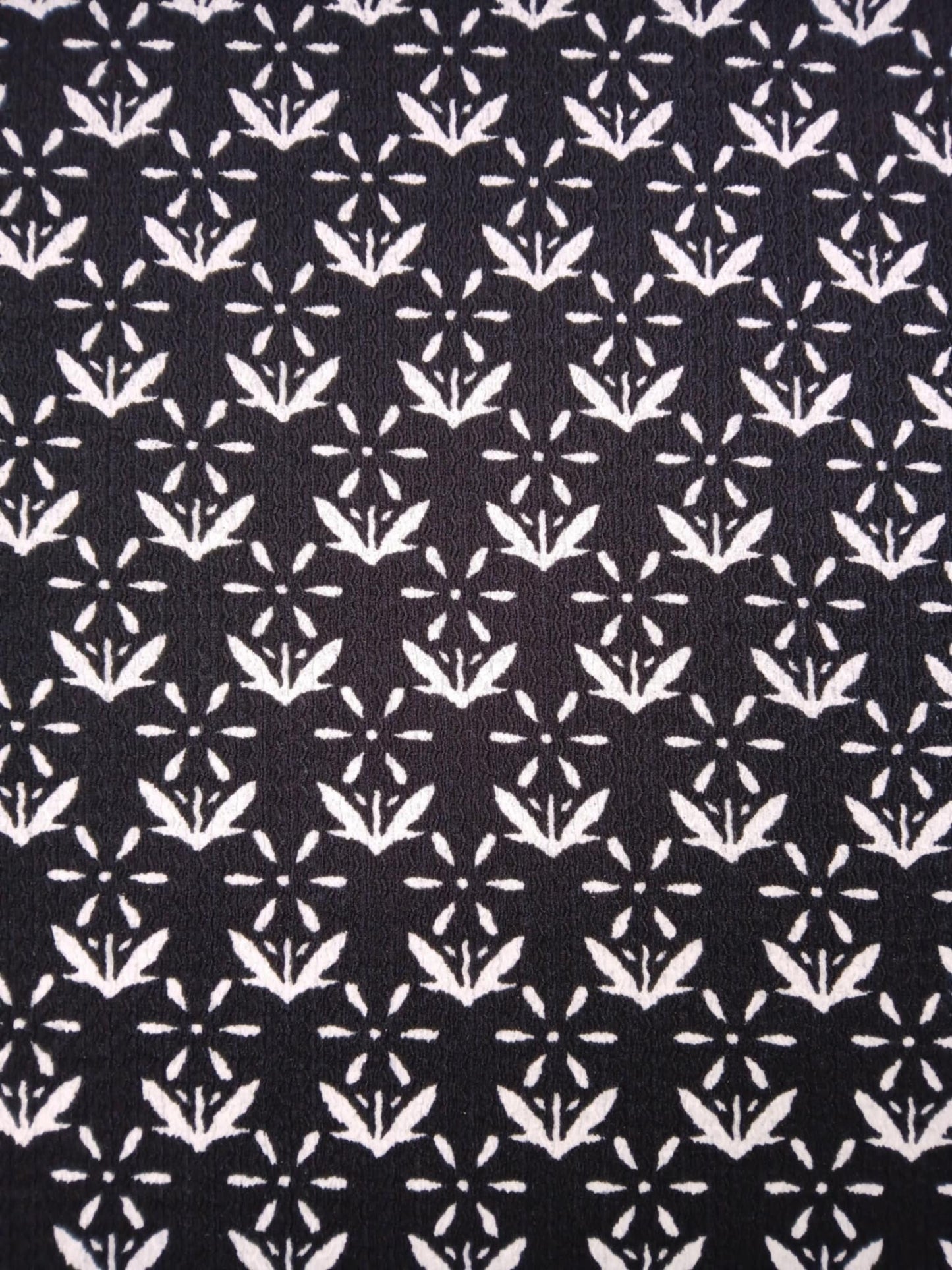 Woodstock Knitted Blister - Black/Cream - 60" Wide - Sold By The Metre