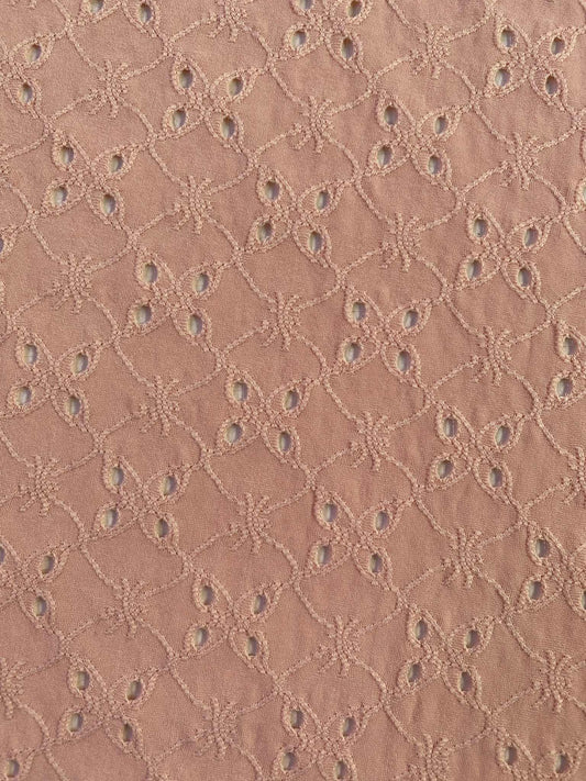 Poly Lycra - Broderie Anglaise - Peach - 62"Wide - Sold By The Metre