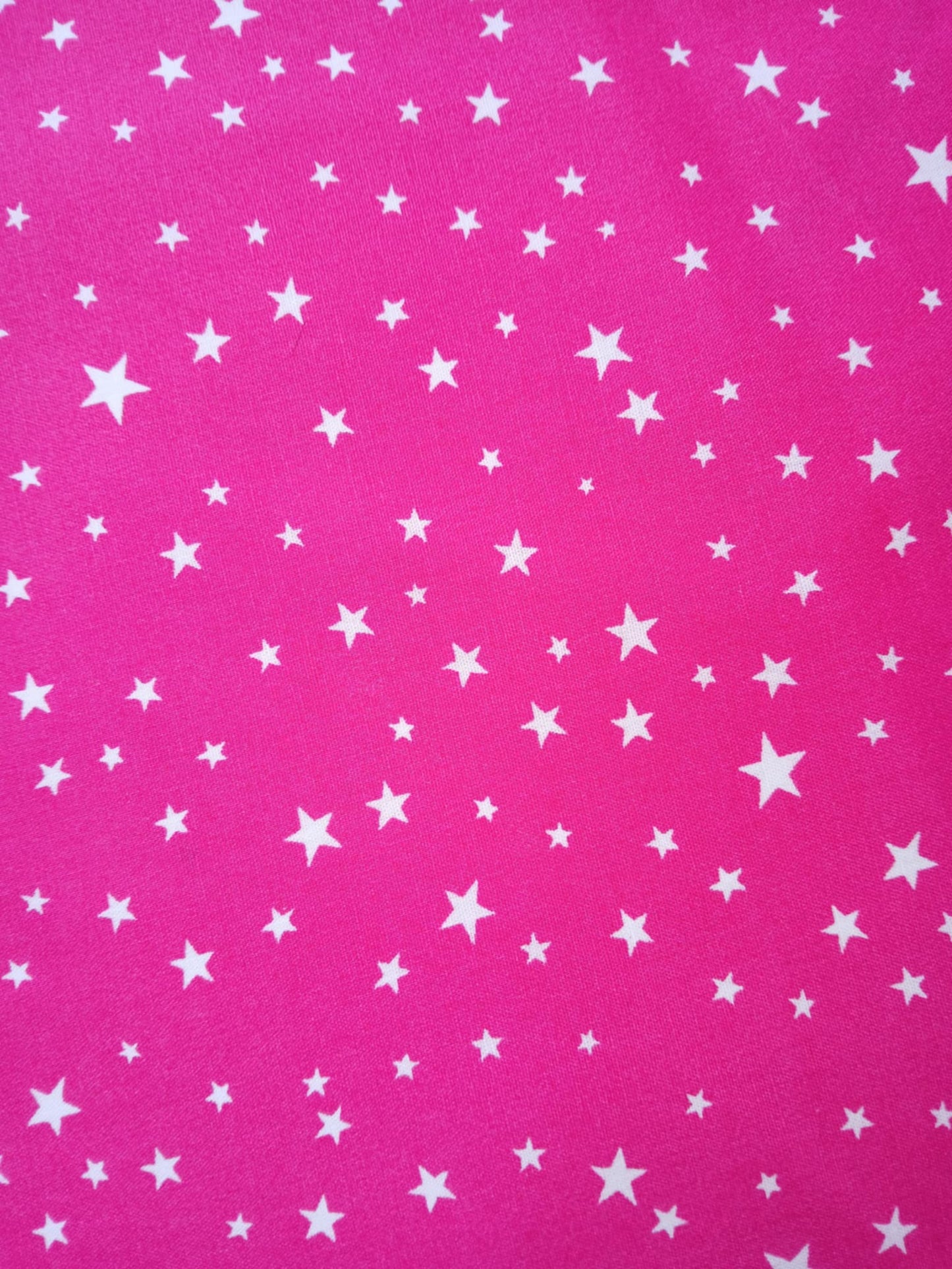 100% Cotton Poplin - Stars - Fuchsia/White - 57" Wide - Sold By The Metre