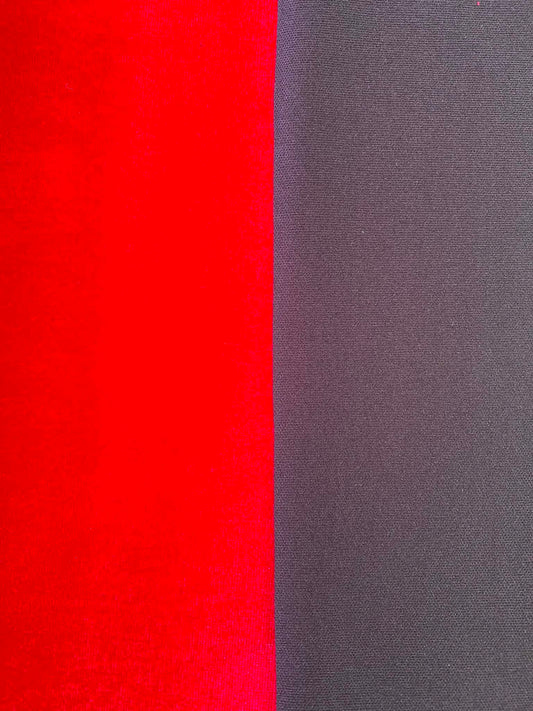 Premium Red Velvet on Black Scuba Fabric - 63" Wide - High Stretch Spandex Double Knit - £5.99/m