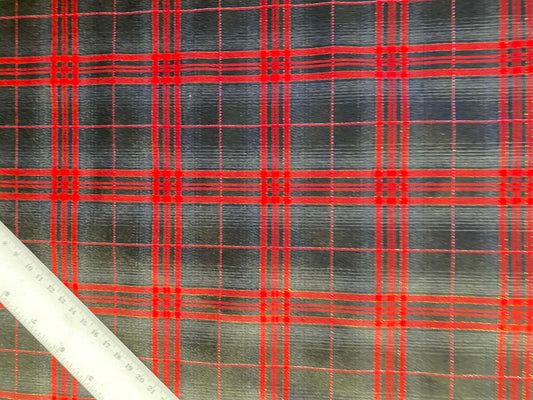100% Cotton Tartan - Red/Black/Grey/Silver/Gold - 58"Wide - Sold By The Metre