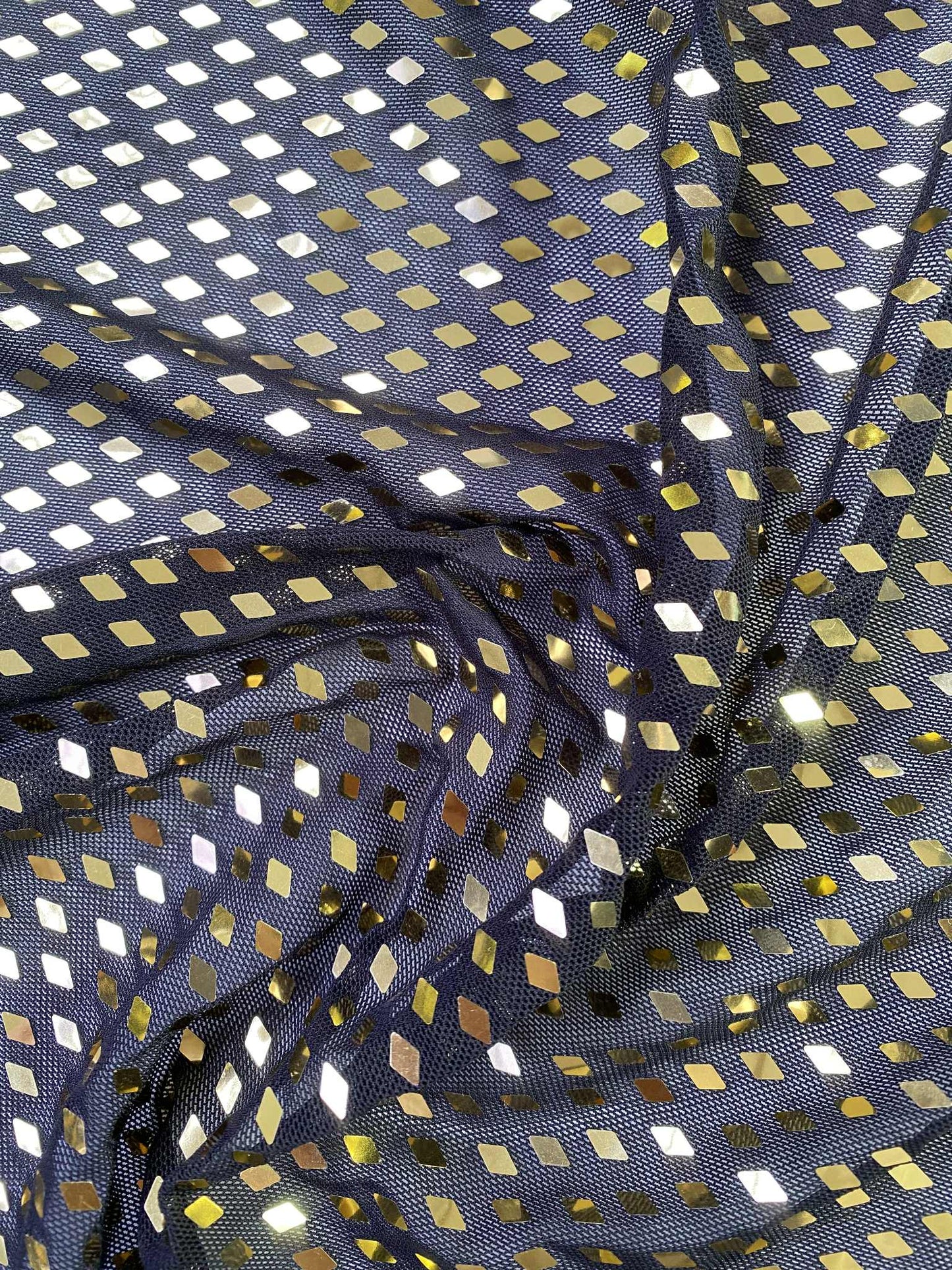 Diamond Powermesh - Black/Gold - 59"Wide - Sold By The Metre