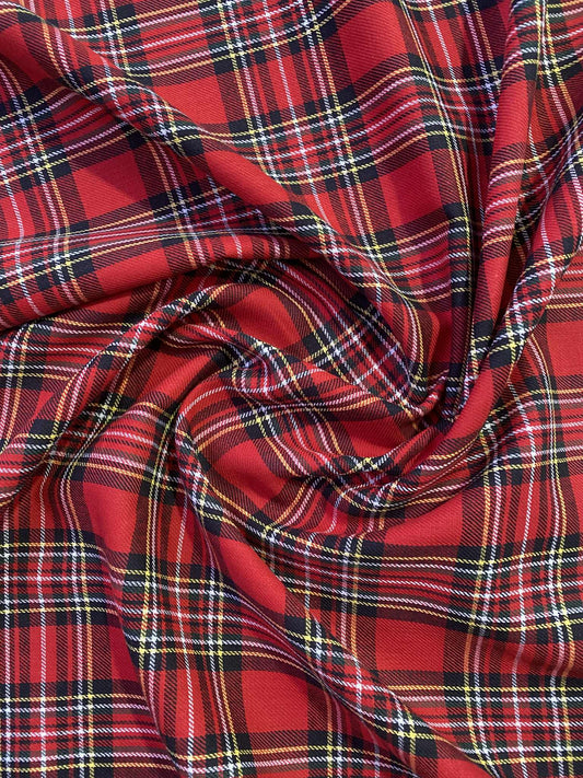 Heavy Cotton Tartan - Red/Yellow/Black/White - 63"Wide - Sold By The Metre
