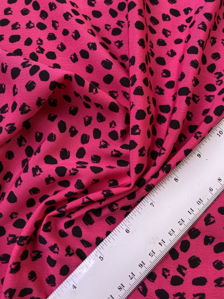 Crepe - Hot Pink/Black - 58" Wide - Sold By The Metre
