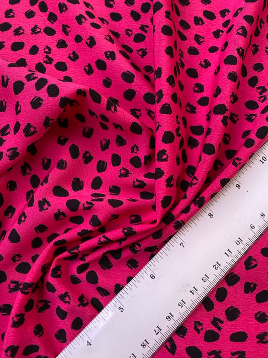 Crepe - Hot Pink/Black - 58" Wide - Sold By The Metre