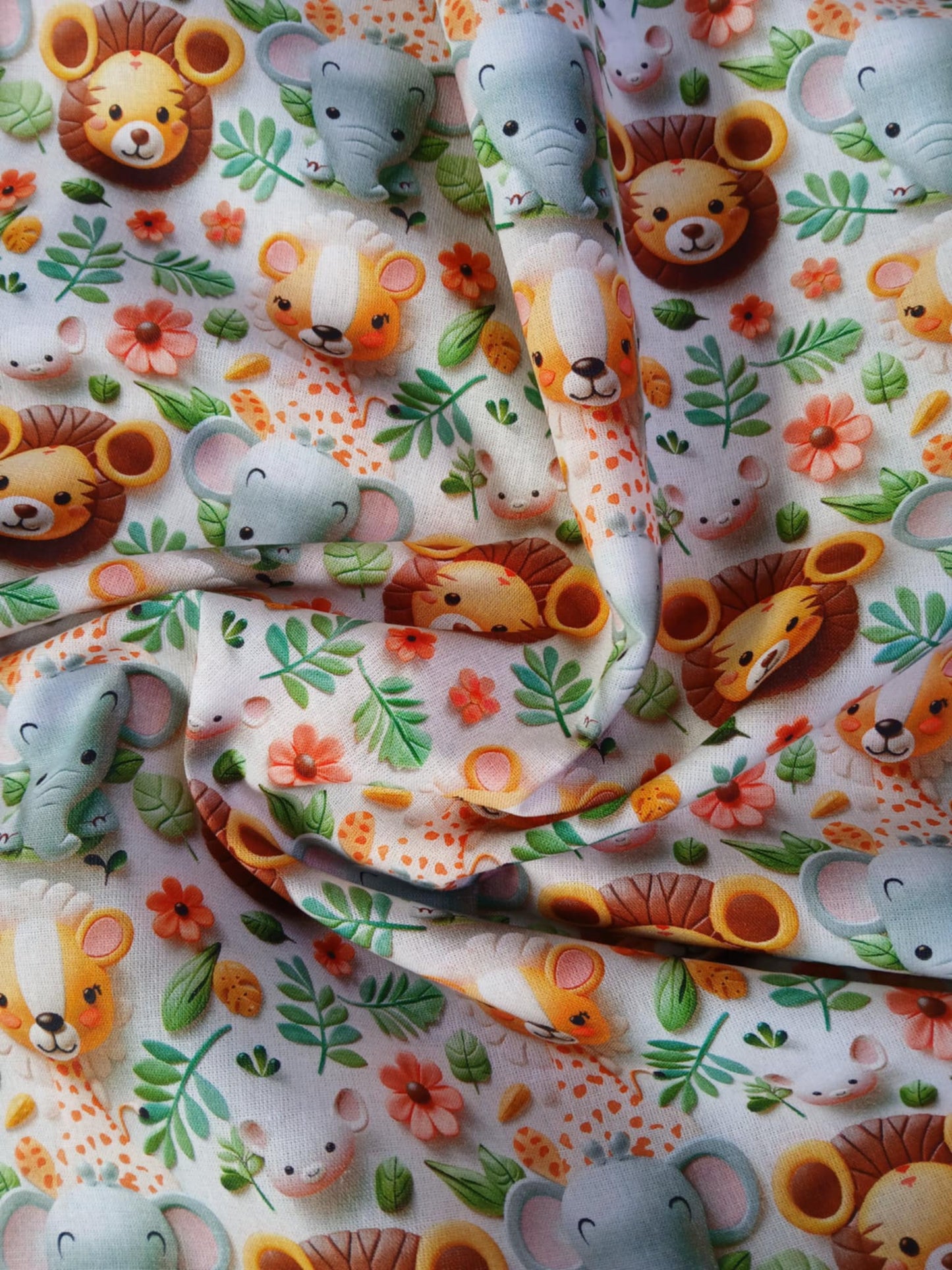 Little Johnny 100% Cotton - Safari - Brown/Green/Grey/Orange - 60" Wide - Sold By The Metre