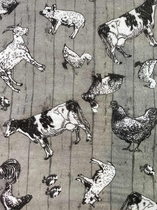 Brushed Cotton - Grey/Black/White - 42"Wide - Sold By The Metre