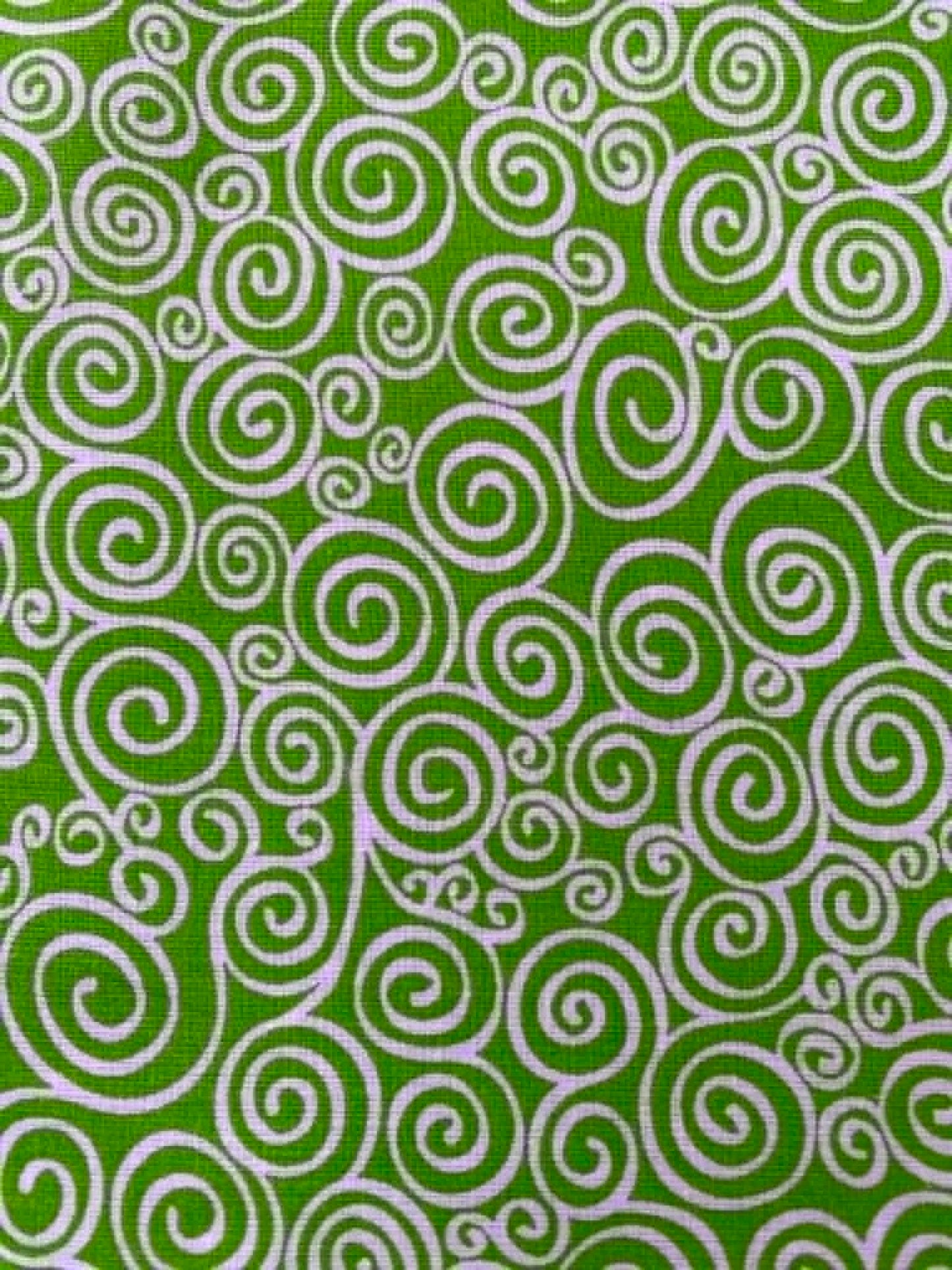 Lime and White Swirl Print 100% Cotton Fabric - 44/45" Wide - By The Metre