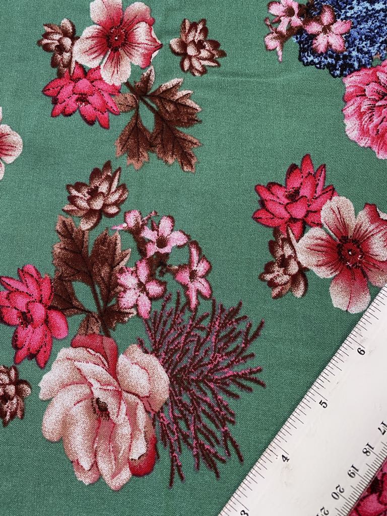 Viscose - Green/Pink/Blue/Brown - 57" Wide - Sold By The Metre