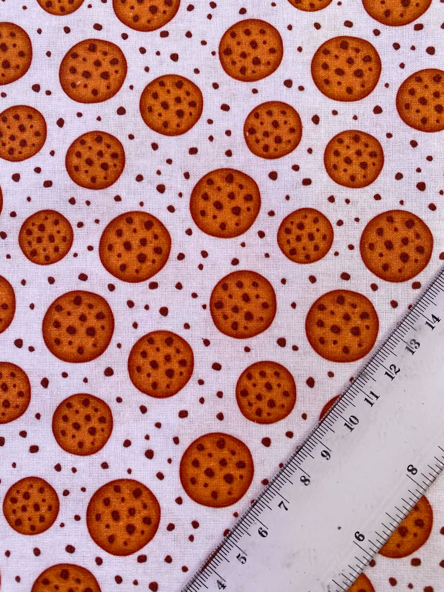 CLEARANCE - Chocolate Chip Cookie Print Fabric – 100% Cotton, 44" Wide