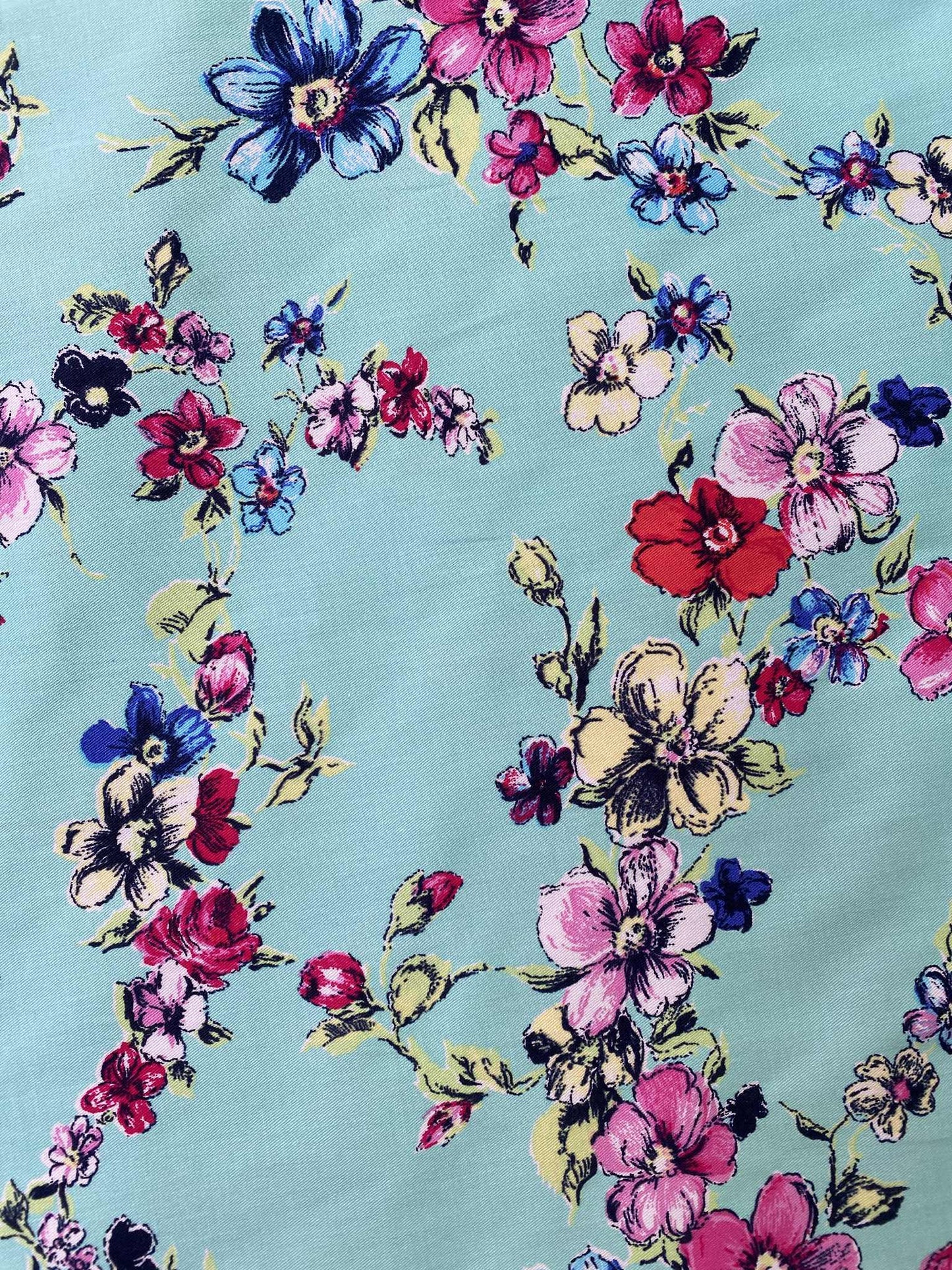 Cotton Lycra - Mint/Red/Pink/Blue - 59"Wide - Sold By The Metre