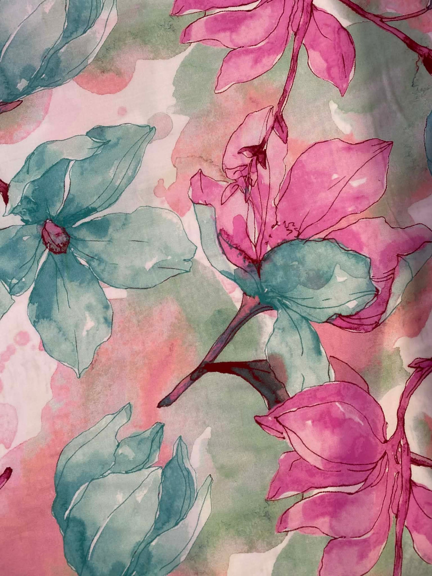 Premium London Lawn 100% Cotton - 60" Extra Wide - Watercolor Floral Print - £4.99/m