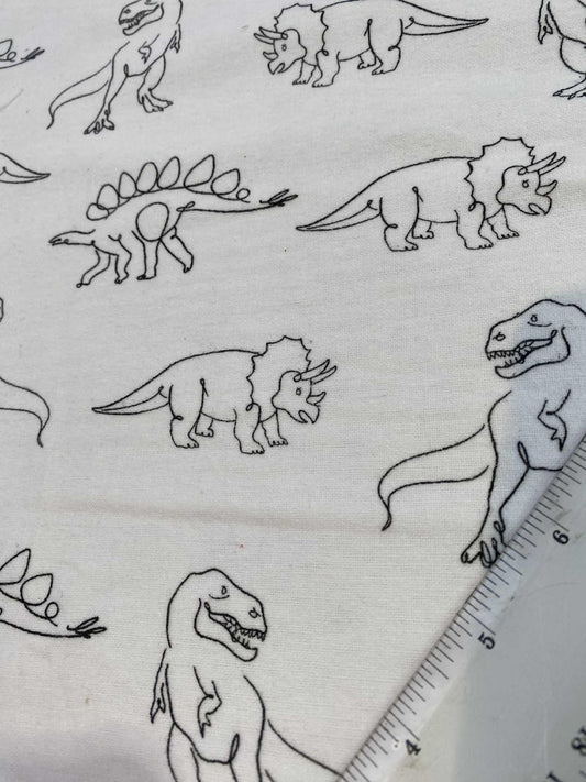 Brushed Cotton - White/Black - 42"Wide - Sold By The Metre