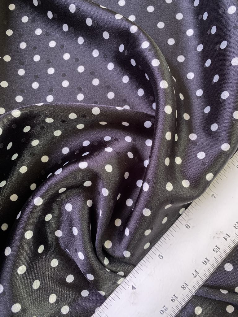 Satin Jacquard - Black/White - 59" Wide - Sold By The Metre