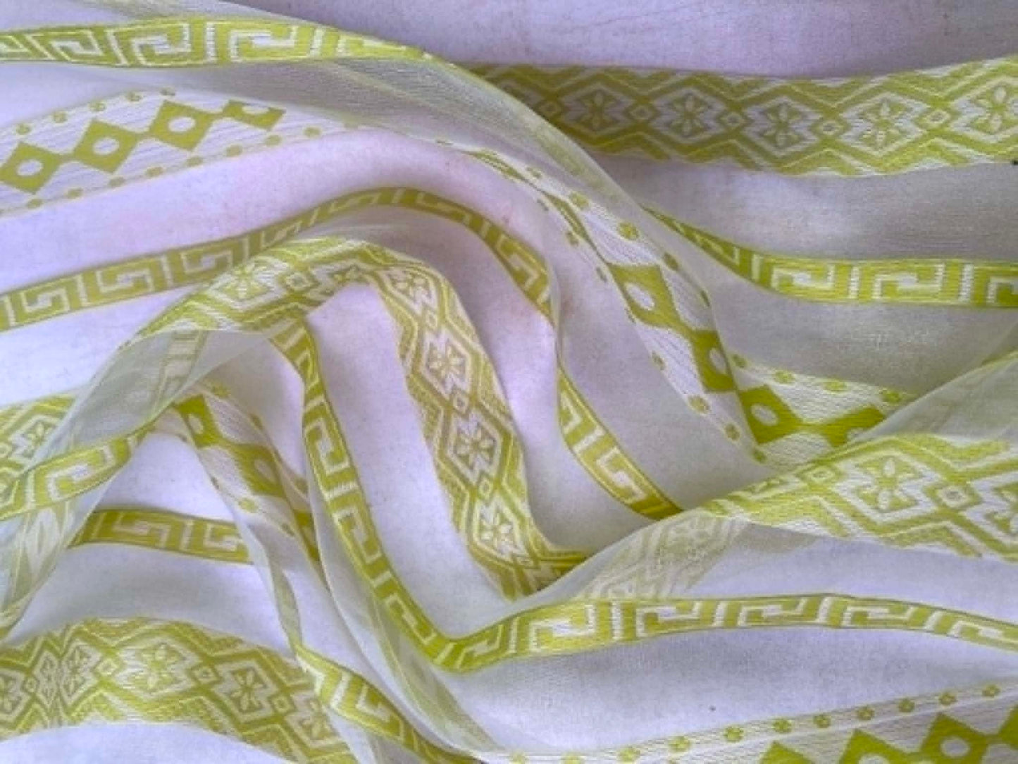Cotton Organza - Lime/White - 63" Wide - Sold by the Metre