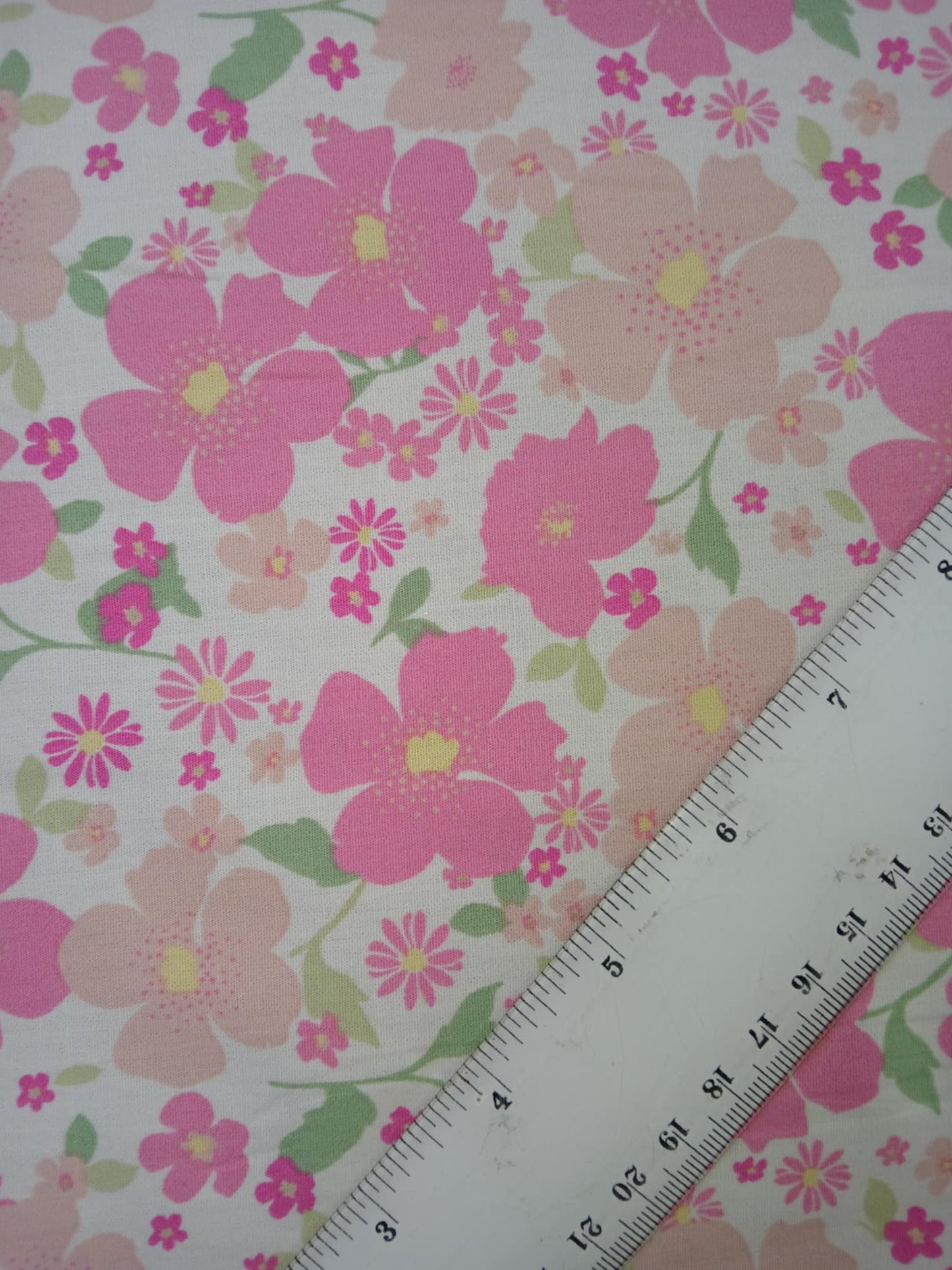 100% Cotton - Pink/White/Green - 59" Wide - Sold By The Metre