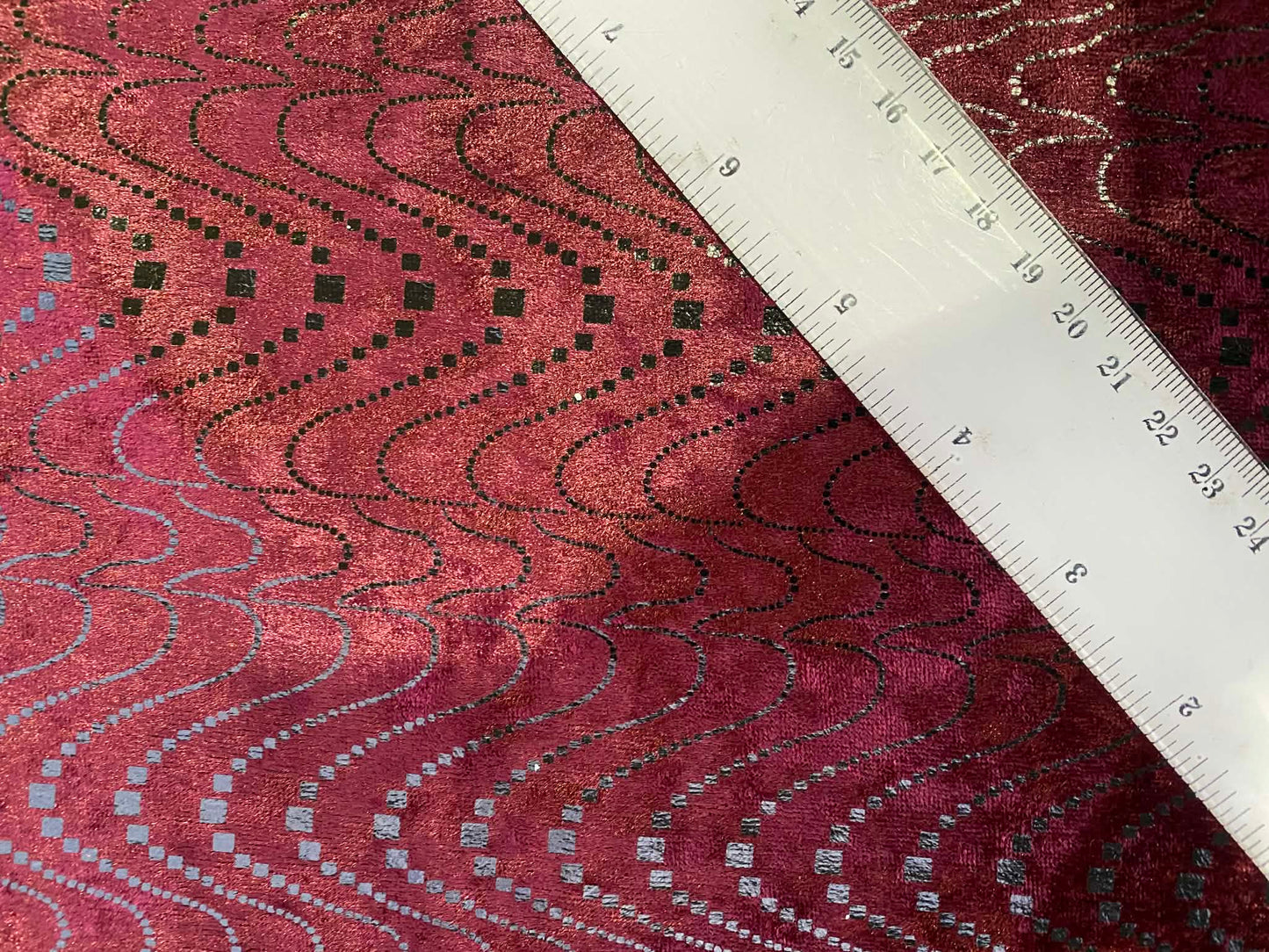 Printed Velvet - Wine - 60"Wide - Sold By The Metre
