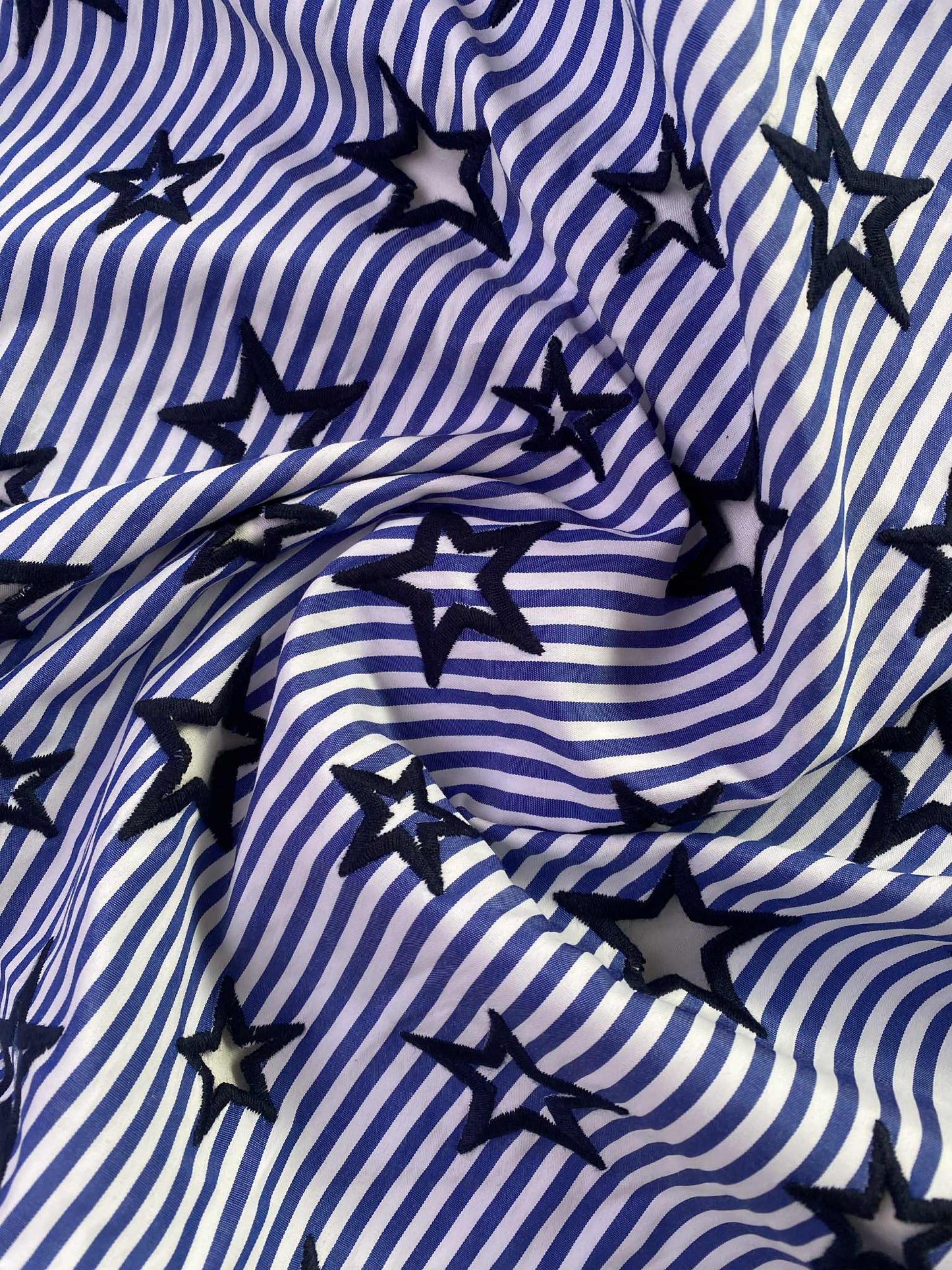 100% Cotton - Stripe - Blue/White - 57"Wide - Sold By The Metre