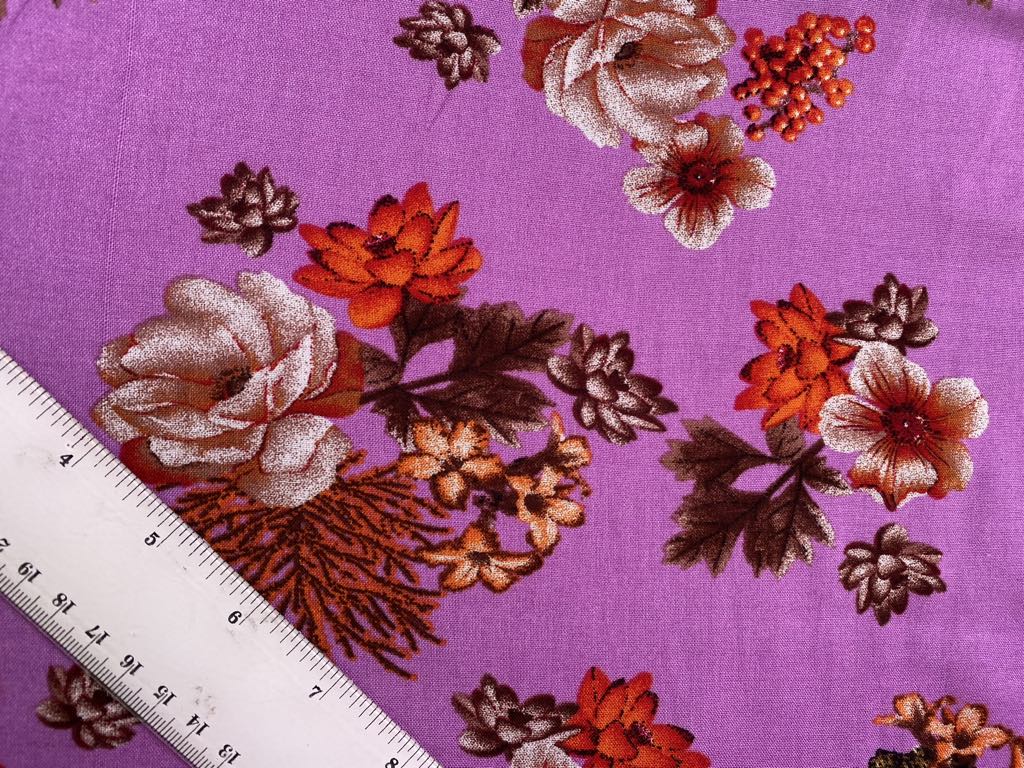 Viscose - Lilac/Orange/Brown - 57" Wide - Sold By The Metre