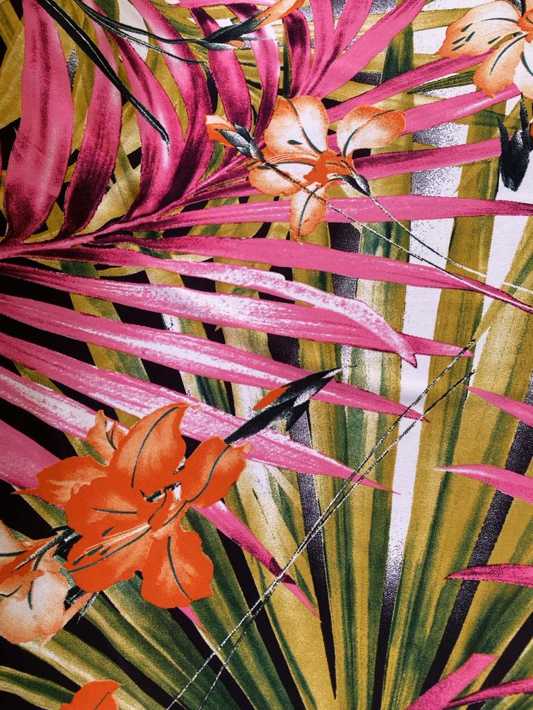 Poly Lycra - Pink/Black/Mustard/Orange - 60" Wide - Sold By The Metre