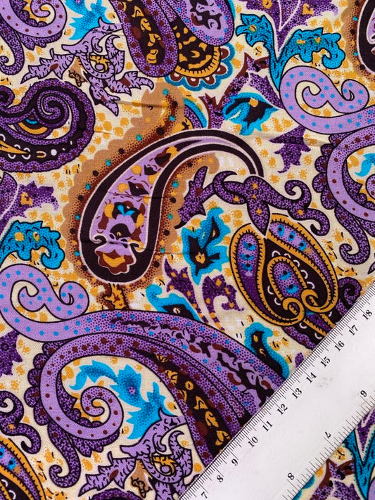 Viscose - Purple/Blue/Cream - 57" Wide - Sold By The Metre