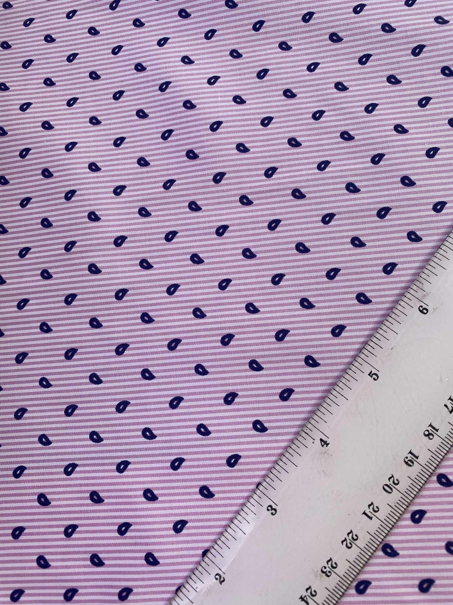 Poly Cotton - Stripe - Lilac/Navy - 58" Wide - Sold By The Metre