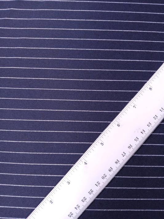 River Island - Poly Viscose - Pinstripe - Navy/White - 56" Wide - Sold By The Metre