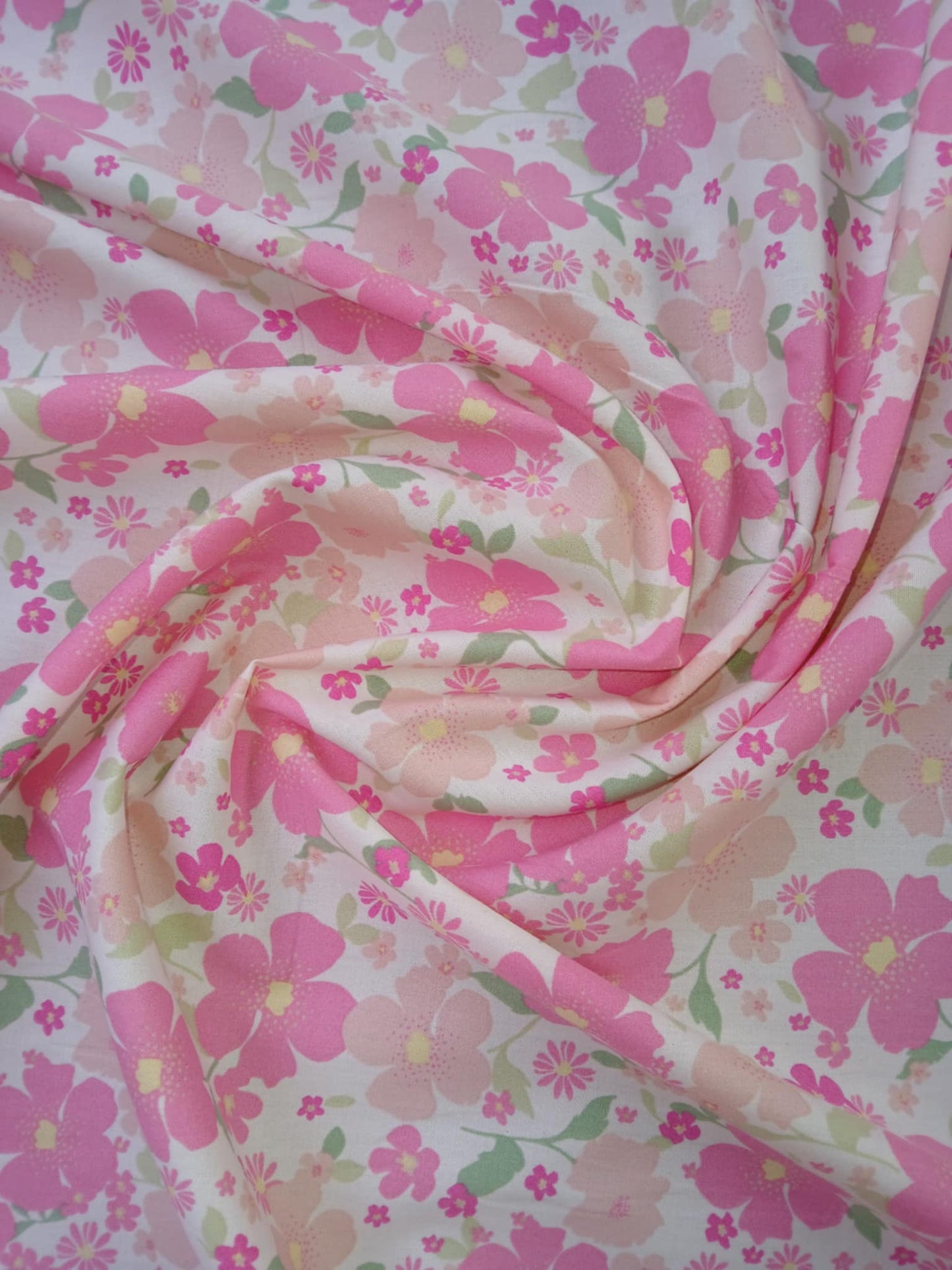100% Cotton - Pink/White/Green - 59" Wide - Sold By The Metre