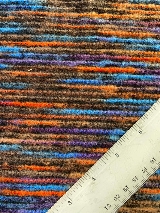 Embroidered Washable Wool - Purple/Orange/Blue/Brown - 54"Wide - Sold By The Metre