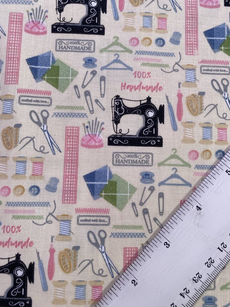 100% Cotton - JoAnns - Black/Pink/Blue/Beige - 44" Wide - Sold By The Metre