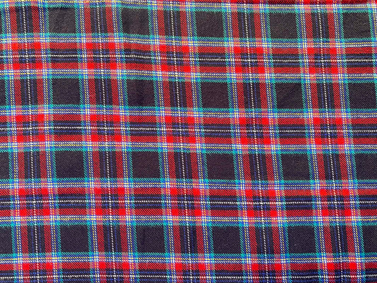 100% Cotton Tartan - Navy/Red/YellowWhite - 59"Wide - Sold By The Metre
