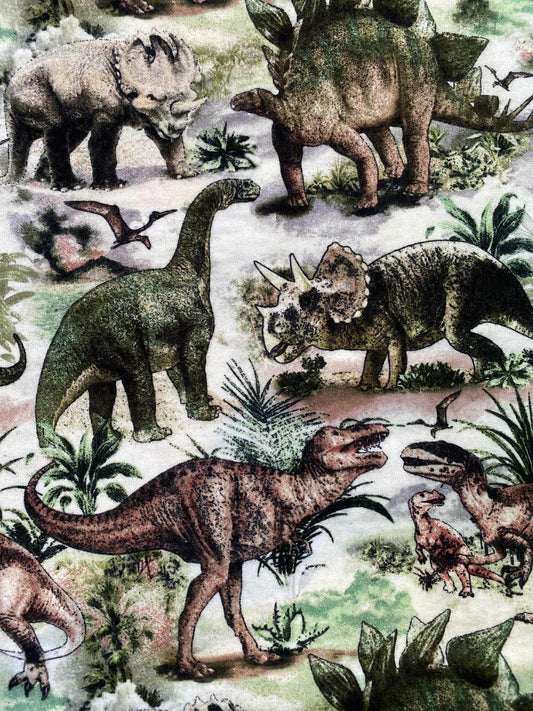 Brushed Cotton - Cream/Green/Brown - 42"Wide - Sold By The Metre