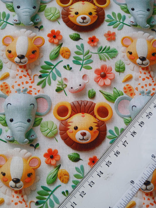 Little Johnny 100% Cotton - Safari - Brown/Green/Grey/Orange - 60" Wide - Sold By The Metre